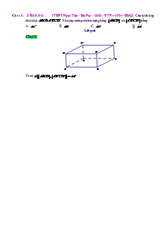 Trắc nghiệm Hình học Lớp 11 tách từ đề thi thử THPT Quốc gia - Chương 3 - Chủ đề 5: Khoảng cách - Dạng 5: Giữa hai đối tượng song song - Mức độ 1 - Năm học 2017-2018 (Có đáp án)