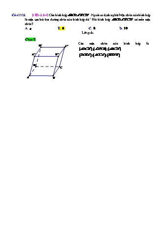 Trắc nghiệm Hình học Lớp 11 tách từ đề thi thử THPT Quốc gia - Chương 2 - Chủ đề 3: Đường thẳng và mặt phẳng song song - Câu hỏi chưa phân dạng - Mức độ 1 - Năm học 2017-2018 (Có đáp án)