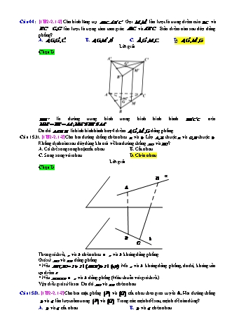 Trắc nghiệm Hình học Lớp 11 tách từ đề thi thử THPT Quốc gia - Chương 2 - Chủ đề 2: Hai đường thẳng chéo nhau và song song - Dạng 1: Câu hỏi lý thuyết - Mức độ 2 - Năm học 2017-2018 (Có đáp án)