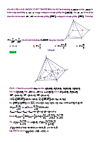 Trắc nghiệm Hình học Lớp 11 tách từ đề thi thử THPT Quốc gia - Chương 3 - Chủ đề 3: Đường thẳng vuông góc mặt phẳng - Dạng 5: Quan hệ vuông góc trong hình chóp L2 (đáy hình chữ nhật, vuông cạnh bên) - Mức độ 3 - Năm học 2017-2018 (Có đáp án)