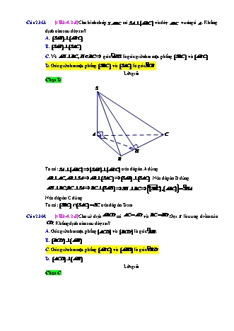 Trắc nghiệm Hình học Lớp 11 tách từ đề thi thử THPT Quốc gia - Chương 3 - Chủ đề 4: Hai mặt phẳng vuông góc - Dạng 2: Câu hỏi về quan hệ vuông góc (cho trước hình vẽ) - Mức độ 3 - Năm học 2017-2018 (Có đáp án)
