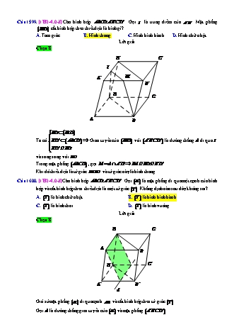 Trắc nghiệm Hình học Lớp 11 tách từ đề thi thử THPT Quốc gia - Chương 2 - Chủ đề 4: Hai mặt phẳng song song - Câu hỏi chưa phân dạng - Mức độ 3 - Năm học 2017-2018 (Có đáp án)