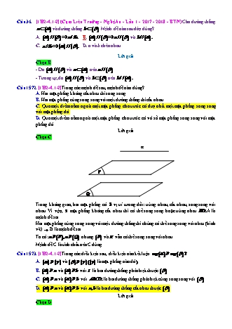 Trắc nghiệm Hình học Lớp 11 tách từ đề thi thử THPT Quốc gia - Chương 2 - Chủ đề 4: Hai mặt phẳng song song - Dạng 1: Câu hỏi lý thuyết - Mức độ 2 - Năm học 2017-2018 (Có đáp án)
