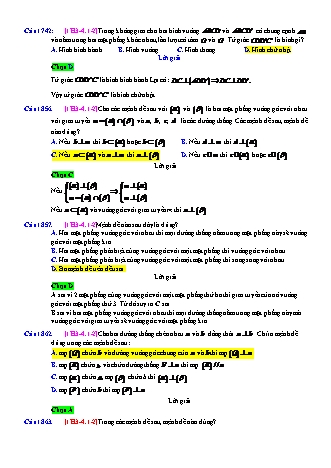 Trắc nghiệm Hình học Lớp 11 tách từ đề thi thử THPT Quốc gia - Chương 3 - Chủ đề 4: Hai mặt phẳng vuông góc - Dạng 1: Câu hỏi lý thuyết về hai mặt phẳng vuông góc - Mức độ 2 - Năm học 2017-2018 (Có đáp án)