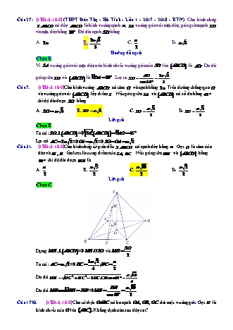 Trắc nghiệm Hình học Lớp 11 tách từ đề thi thử THPT Quốc gia - Chương 3 - Chủ đề 3: Đường thẳng vuông góc mặt phẳng - Dạng 10: Các tính toán độ dài hình học - Mức độ 2 - Năm học 2017-2018 (Có đáp án)