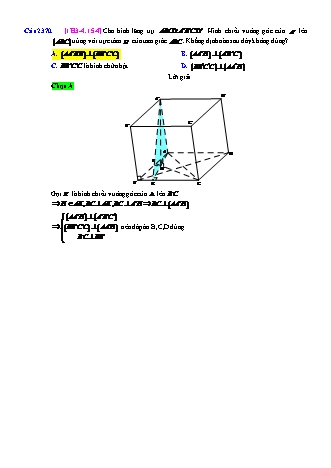 Trắc nghiệm Hình học Lớp 11 tách từ đề thi thử THPT Quốc gia - Chương 3 - Chủ đề 4: Hai mặt phẳng vuông góc - Dạng 15: Quan hệ vuông góc trong hình lăng trụ khác - Mức độ 4 - Năm học 2017-2018 (Có đáp án)