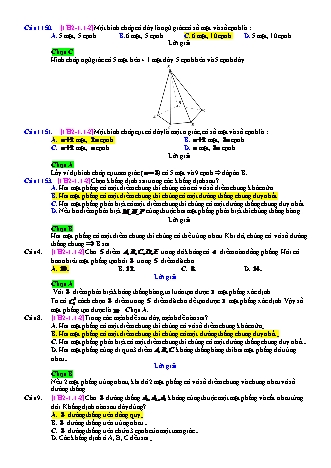 Trắc nghiệm Hình học Lớp 11 tách từ đề thi thử THPT Quốc gia - Chương 2 - Chủ đề 1: Đường thẳng và mặt phẳng - Dạng 1: Câu hỏi lý thuyết - Mức độ 2 - Năm học 2017-2018 (Có đáp án)