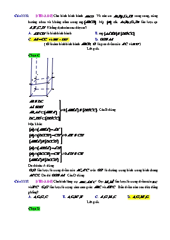 Trắc nghiệm Hình học Lớp 11 tách từ đề thi thử THPT Quốc gia - Chương 2 - Chủ đề 3: Đường thẳng và mặt phẳng song song - Câu hỏi chưa phân dạng - Mức độ 2 - Năm học 2017-2018 (Có đáp án)