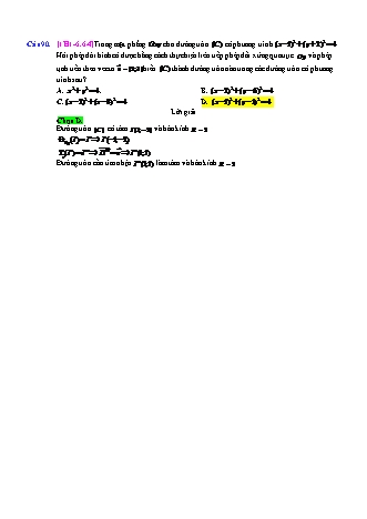 Trắc nghiệm Hình học Lớp 11 tách từ đề thi thử THPT Quốc gia - Chương 1 - Chủ đề 6: Phép đời hình. Hai hình bằng nhau - Dạng 6: Phương trình ảnh, tạo ảnh của đường tròn qua phép dời hình (không có phép đối xứng) - Năm học 2017-2018 (Có đáp án)
