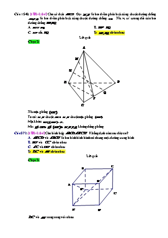 Trắc nghiệm Hình học Lớp 11 tách từ đề thi thử THPT Quốc gia - Chương 2 - Chủ đề 2: Hai đường thẳng chéo nhau và song song - Câu hỏi chưa phân dạng - Mức độ 1 - Năm học 2017-2018 (Có đáp án)