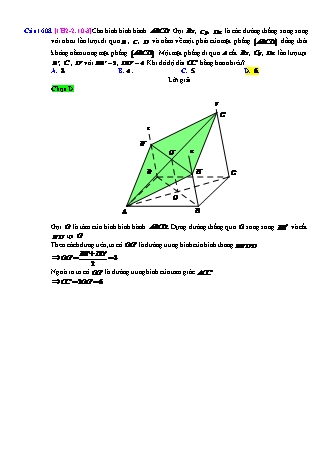 Trắc nghiệm Hình học Lớp 11 tách từ đề thi thử THPT Quốc gia - Chương 2 - Chủ đề 2: Hai đường thẳng chéo nhau và song song - Dạng 10: Bài toán tính toán hình học - Mức độ 3 - Năm học 2017-2018 (Có đáp án)