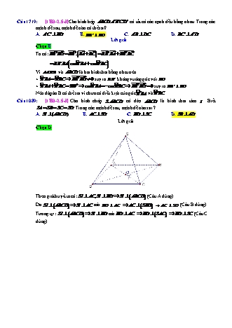 Trắc nghiệm Hình học Lớp 11 tách từ đề thi thử THPT Quốc gia - Chương 3 - Chủ đề 2: Hai đường thẳng vuông góc - Dạng 5: Hai đường thẳng vuông góc - Mức độ 3 - Năm học 2017-2018 (Có đáp án)