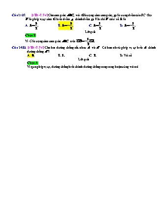 Trắc nghiệm Hình học Lớp 11 tách từ đề thi thử THPT Quốc gia - Chương 1 - Chủ đề 7: Phép vị tự - Dạng 7: Xác định phép vị tự, đếm số phép vị tự - Mức độ 1 - Năm học 2017-2018 (Có đáp án)