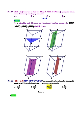 Trắc nghiệm Hình học Lớp 12 tách từ đề thi thử THPT Quốc gia - Chương 1 - Chủ đề 1: Nhận dạng khối đa diện - Dạng 3: Tính chất khác của khối đa diện - Mức độ 3 - Năm học 2017-2018 (Có đáp án)