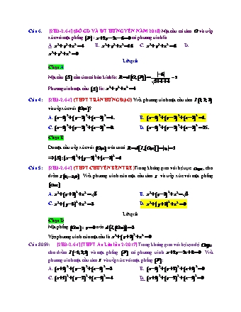 Trắc nghiệm Hình học Lớp 12 tách từ đề thi thử THPT Quốc gia - Chương 3 - Chủ đề 2: Phương trình mặt cầu - Dạng 6: Phương trình mặt cầu biết tâm, tiếp xúc với mặt phẳng - Mức độ 1 - Năm học 2017-2018 (Có đáp án)