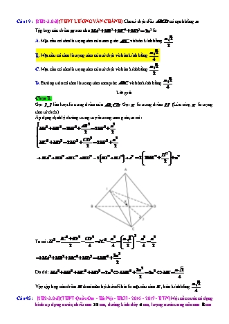 Trắc nghiệm Hình học Lớp 12 tách từ đề thi thử THPT Quốc gia - Chương 2 - Chủ đề 3: Khối cầu - Câu hỏi chưa phân dạng - Mức độ 3 - Năm học 2017-2018 (Có đáp án)