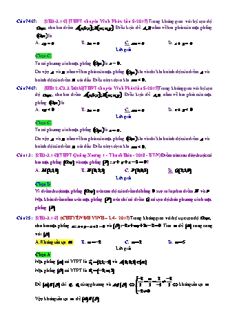 Trắc nghiệm Hình học Lớp 12 tách từ đề thi thử THPT Quốc gia - Chương 3 - Chủ đề 3: Phương trình mặt phẳng (chưa học phương trình đường thẳng) - Dạng 1: Tìm VTPT, các vấn đề về lý thuyết - Mức độ 2 - Năm học 2017-2018 (Có đáp án)