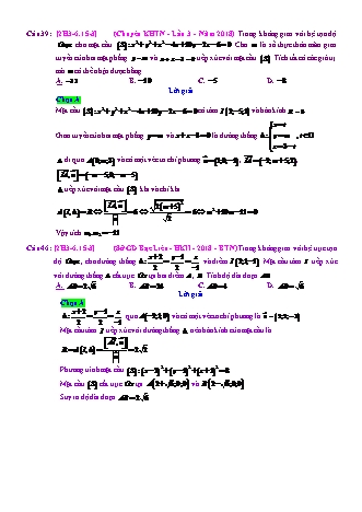 Trắc nghiệm Hình học Lớp 12 tách từ đề thi thử THPT Quốc gia - Chương 3 - Chủ đề 6: Toán tổng hợp về phương pháp tọa độ không gian - Dạng 15: Tìm giao điểm của đường thẳng và mặt cầu - Mức độ 3 - Năm học 2017-2018 (Có đáp án)