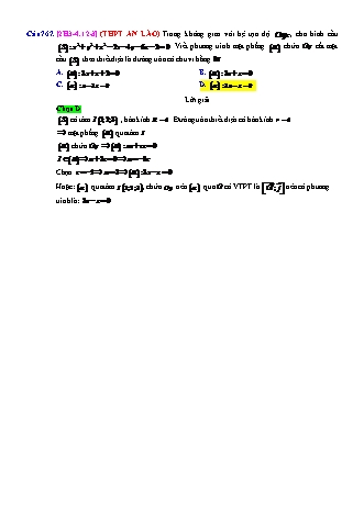 Trắc nghiệm Hình học Lớp 12 tách từ đề thi thử THPT Quốc gia - Chương 3 - Chủ đề 4: Phương trình mặt phẳng (có sử dụng PTĐT) - Dạng 12: Phương trình mặt phẳng chứa 1 đường thẳng, thỏa điều kiện với mặt cầu - Mức độ 3 - Năm học 2017-2018 (Có đáp án)