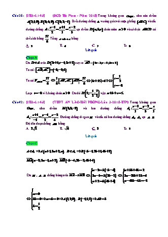 Trắc nghiệm Hình học Lớp 12 tách từ đề thi thử THPT Quốc gia - Chương 3 - Chủ đề 6: Toán tổng hợp về phương pháp tọa độ không gian - Dạng 14: Tìm giao điểm của hai đường thẳng cắt nhau - Mức độ 3 - Năm học 2017-2018 (Có đáp án)