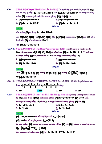 Trắc nghiệm Hình học Lớp 12 tách từ đề thi thử THPT Quốc gia - Chương 3 - Chủ đề 3: Phương trình mặt phẳng (chưa học PTĐT) - Dạng 4: Phương trình mặt phẳng qua 1 điểm, VTPT tìm bằng tích có hướng - Mức độ 2 - Năm học 2017-2018 (Có đáp án)