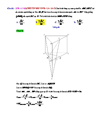 Trắc nghiệm Hình học Lớp 12 tách từ đề thi thử THPT Quốc gia - Chương 1 - Chủ đề 2: Thể tích khối chóp - Dạng 7: Khối chóp cụt - Mức độ 3 - Năm học 2017-2018 (Có đáp án)