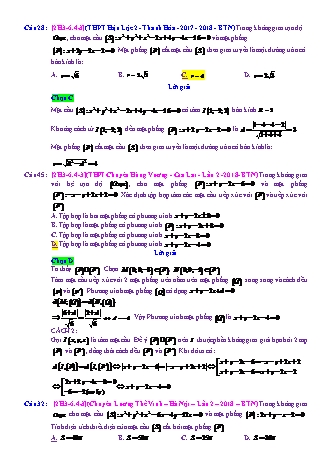 Trắc nghiệm Hình học Lớp 12 tách từ đề thi thử THPT Quốc gia - Chương 3 - Chủ đề 6: Toán tổng hợp về phương pháp tọa độ không gian - Dạng 4: Xét vị trí tương đối giữa mặt phẳng và mặt cầu - Mức độ 3 - Năm học 2017-2018 (Có đáp án)