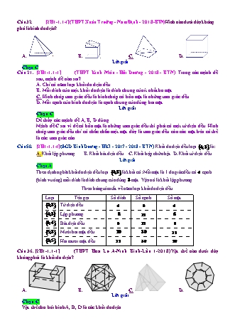 Trắc nghiệm Hình học Lớp 12 tách từ đề thi thử THPT Quốc gia - Chương 1 - Chủ đề 1: Nhận dạng khối đa diện - Dạng 1: Nhận dạng các khối đa diện - Mức độ 1 - Năm học 2017-2018 (Có đáp án)