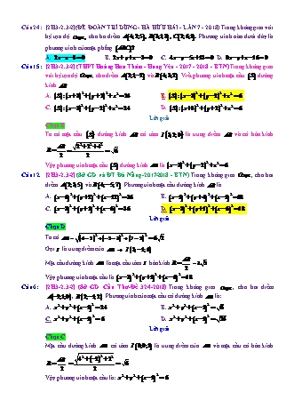 Trắc nghiệm Hình học Lớp 12 tách từ đề thi thử THPT Quốc gia - Chương 3 - Chủ đề 2: Phương trình mặt cầu - Dạng 3: Phương trình mặt cầu biết 2 đầu mút của đường kính - Mức độ 2 - Năm học 2017-2018 (Có đáp án)